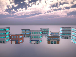 red bricks buildings pack 3D Model