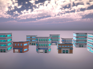 red bricks buildings pack Modèle 3D