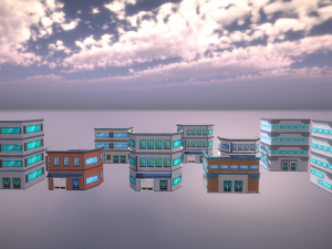 red bricks buildings pack Modèle 3D