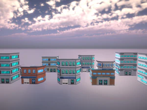 red bricks buildings pack 3D Model