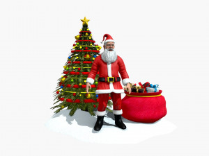 santa claus christmas tree gifts 3D Model