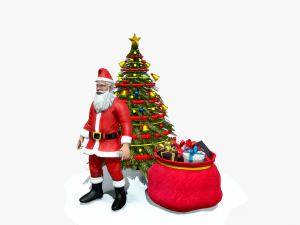 santa claus christmas tree gifts 3D Model