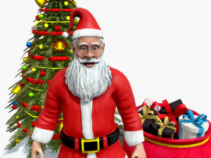 santa claus christmas tree gifts 3D Model