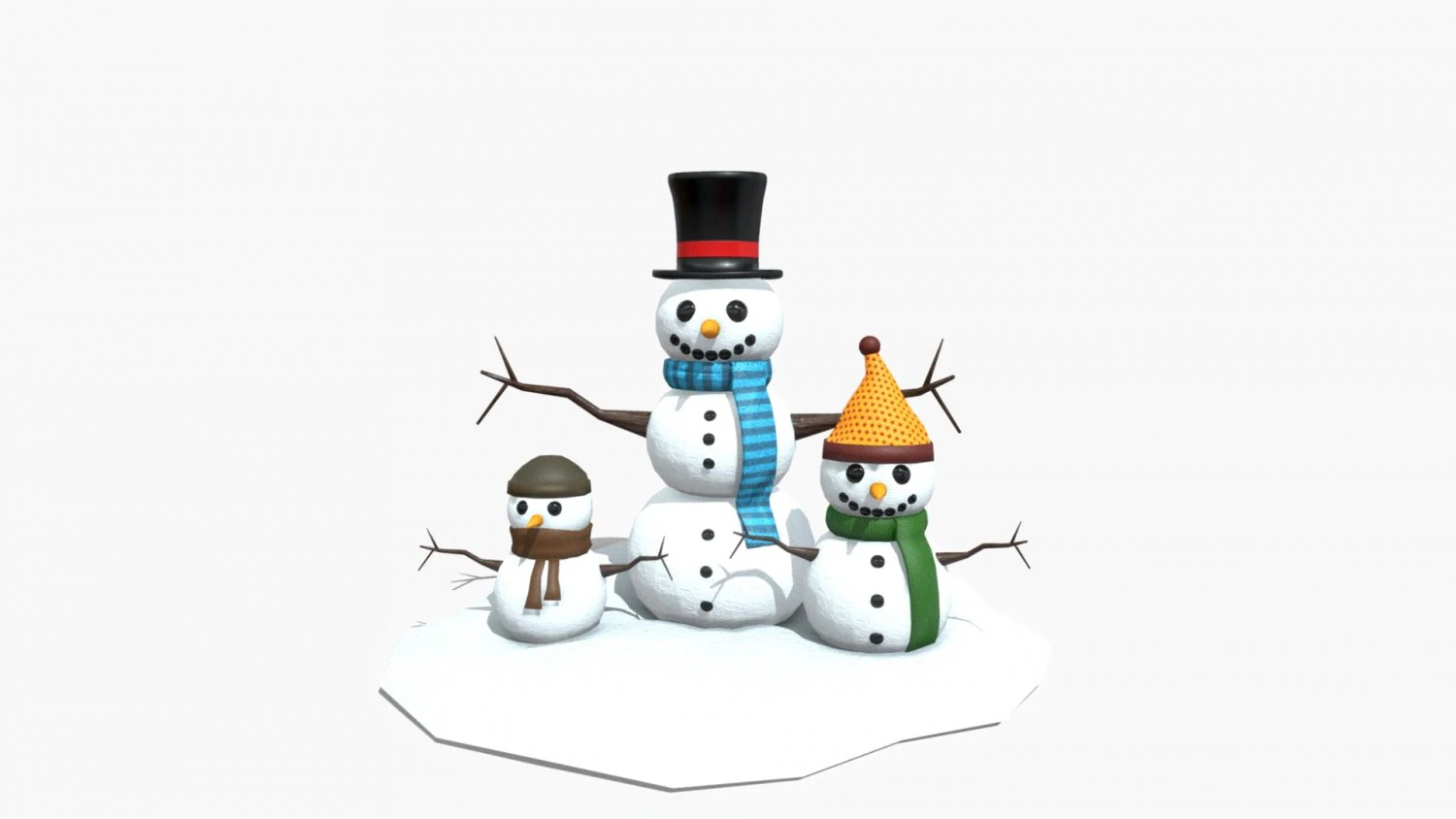 snow man low-poly 3D Model .c4d .max .obj .3ds .fbx .stl .blend