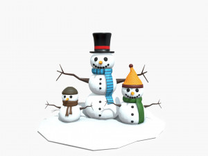 snow man low-poly Modelo 3D