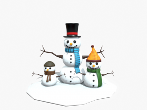 snow man low-poly 3D 모델