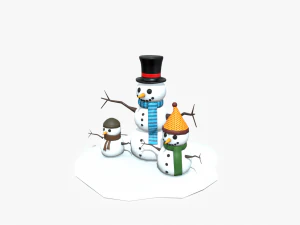 snow man low-poly 3D Model