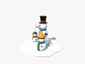 snow man low-poly 3D 모델
