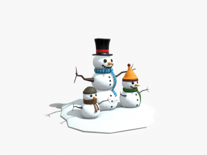 snow man low-poly 3D 모델
