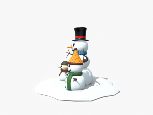 snow man low-poly 3D 모델