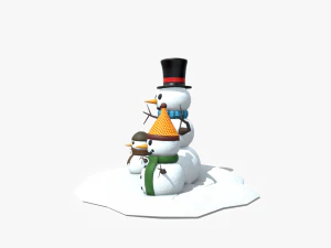 snow man low-poly 3D Model