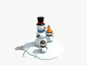 snow man low-poly 3D 모델