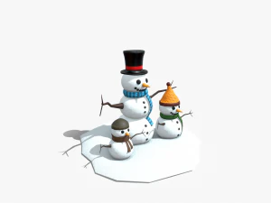 snow man low-poly 3D Model