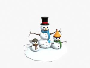snow man low-poly 3D 모델