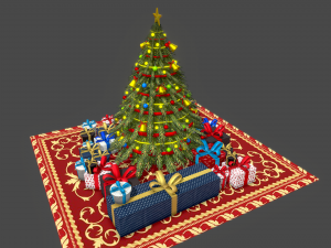 christmas tree gifts low-poly 3D Модель