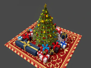 christmas tree gifts low-poly 3D Model