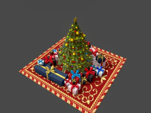 christmas tree gifts low-poly 3D Model