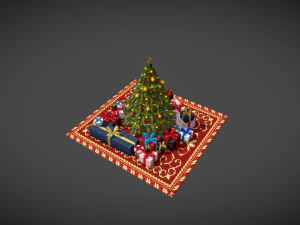 christmas tree gifts low-poly 3D Model