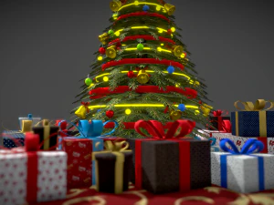 christmas tree gifts low-poly 3D Model