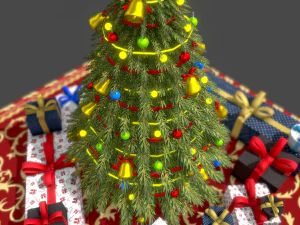 christmas tree gifts low-poly 3D Model