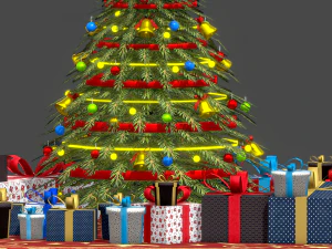 christmas tree gifts low-poly 3D Model