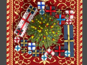 christmas tree gifts low-poly 3D Model