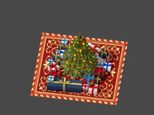 christmas tree gifts low-poly 3D Model