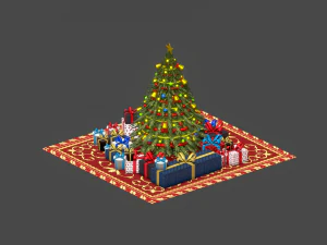 christmas tree gifts low-poly 3D Model