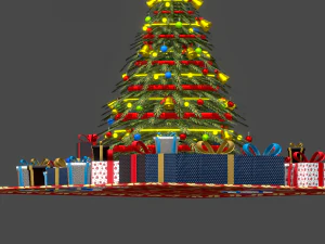christmas tree gifts low-poly 3D Model