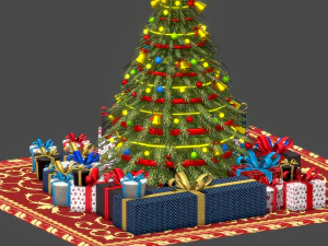christmas tree gifts low-poly 3D Model