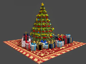christmas tree gifts low-poly 3D Model