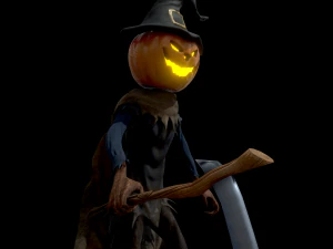 scary pumpkin scarecrow character 3D Model