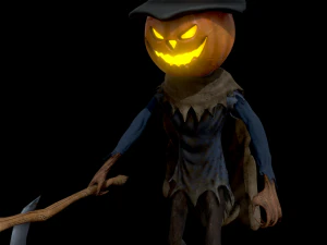 scary pumpkin scarecrow character 3D Model