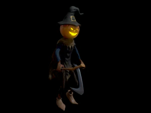 scary pumpkin scarecrow character 3D Model