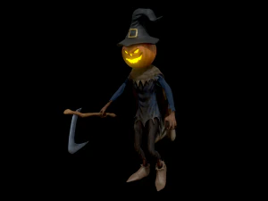 scary pumpkin scarecrow character 3D Model