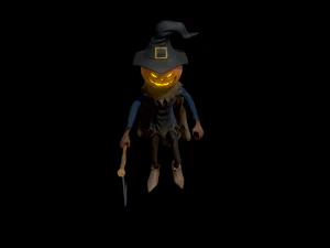 scary pumpkin scarecrow character 3D Model