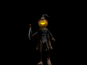 scary pumpkin scarecrow character 3D Model