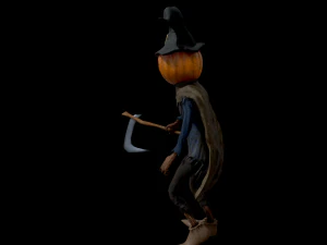 scary pumpkin scarecrow character 3D Model