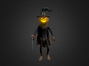 scary pumpkin scarecrow character 3D Model