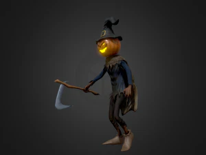 scary pumpkin scarecrow character 3D Model
