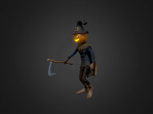 scary pumpkin scarecrow character 3D Model