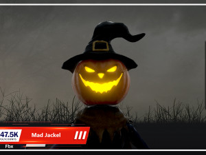 scary pumpkin scarecrow character Modelo 3D