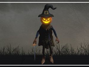 scary pumpkin scarecrow character 3D 모델