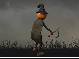 scary pumpkin scarecrow character 3D Model