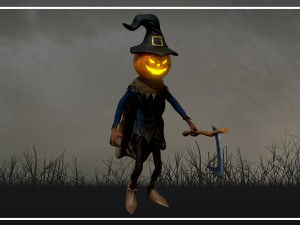 scary pumpkin scarecrow character 3D 모델