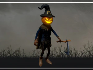 scary pumpkin scarecrow character 3D Model