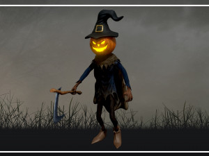 scary pumpkin scarecrow character 3D 모델