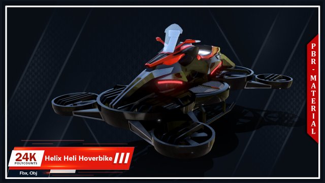 Helix Heli Hoverbike 3D Model .c4d .max .obj .3ds .fbx .stl .blend 