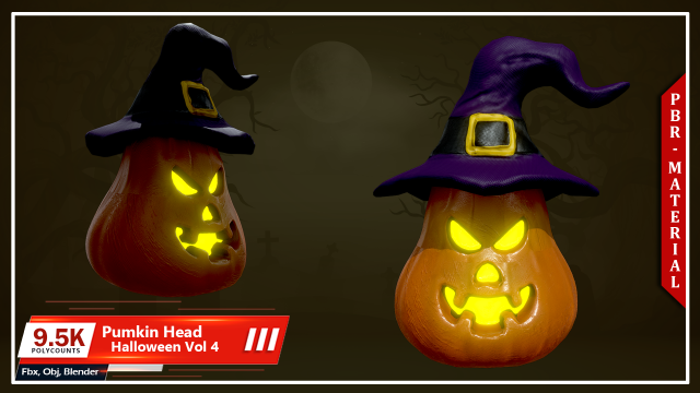 halloween pumpkin head vol 4 Modelo 3D .c4d .max .obj .3ds .fbx .stl .blend