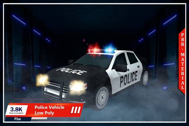police vehicle low-poly 3D Model .c4d .max .obj .3ds .fbx .stl .blend 